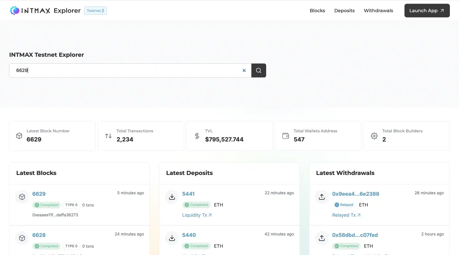 INTMAX Explorer Search